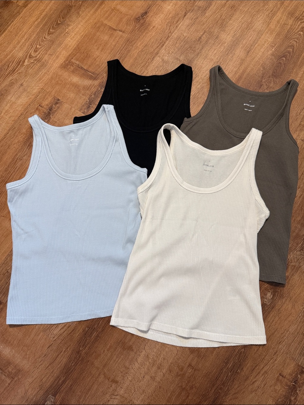 Everlane Ribbed Tank Top - Black, Light Blue, Cream, Brown